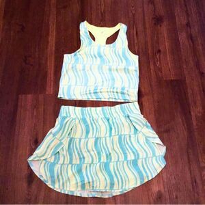 Ideology Blue and Green Wave Tank and Tennis Skort Set